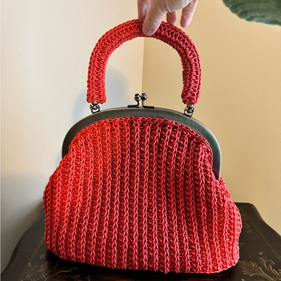 Patricia Nash Raffia Frame willow top papaya color retail $169 - Picture 2 of 11